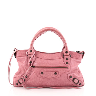 Balenciaga First Classic Studs Handbag Leather Pink 2828104