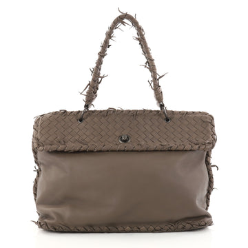 Bottega Veneta Tiina Bag Fringe Leather with Intrecciato Detail Large Brown 2828205