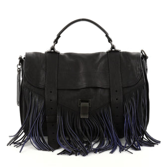 Proenza Schouler PS1 Fringe Handbag Leather Medium Black 2828601