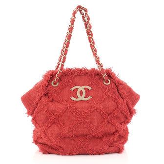 Chanel Nature Tote Quilted Tweed Red 2829203