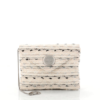 Chanel Vintage Envelope Chain Clutch Tweed Small White 2830101