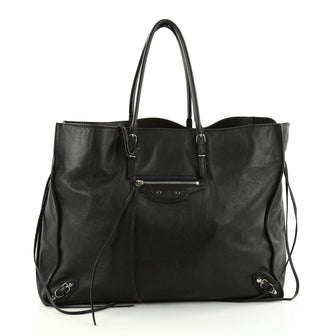 Balenciaga Papier A4 Zip Around Classic Studs Handbag Leather Large Black 2830203