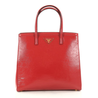 Prada Slim Convertible Tote Vernice Saffiano Leather Red 2830503