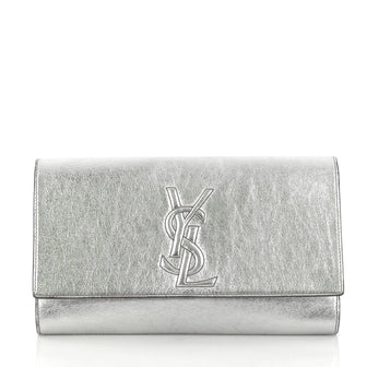 Saint Laurent Belle de Jour Clutch Leather Large Silver 2831101
