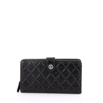 Chanel French Wallet Quilted Glazed Crackled Leather Long Black 2832004