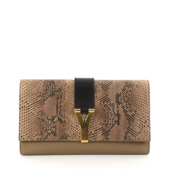 Saint Laurent Chyc Clutch Python and Leather Brown 2832802