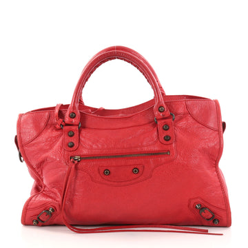 Balenciaga City Classic Studs Handbag Leather Medium Red 2833101
