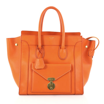 Celine Envelope Luggage Handbag Smooth Leather Mini Orange 2833302