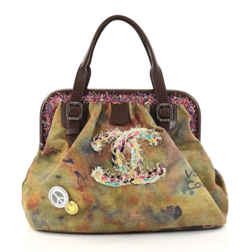 Chanel On The Pavements Graffiti Bowling Bag Canvas Green 2833801