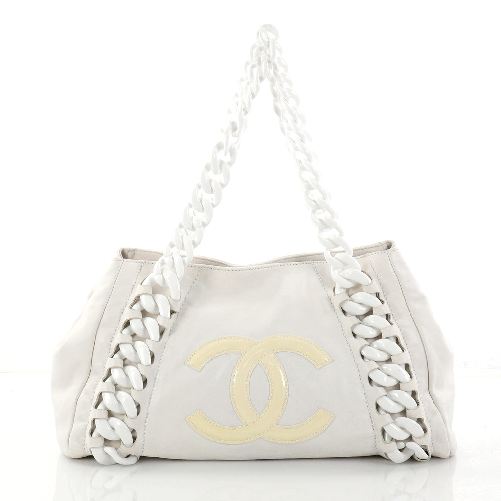 Chanel Resin Modern Chain Tote Calfskin East West at 1stDibs