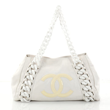 Chanel Resin Modern Chain Tote Calfskin East West White 2835007