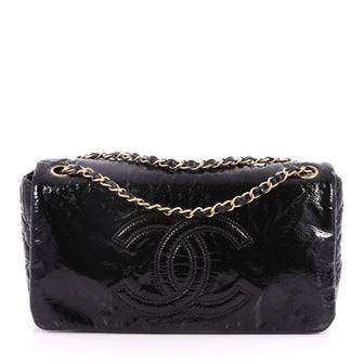 Chanel Rock and Chain Flap Bag Patent Vinyl Medium Black 2835008