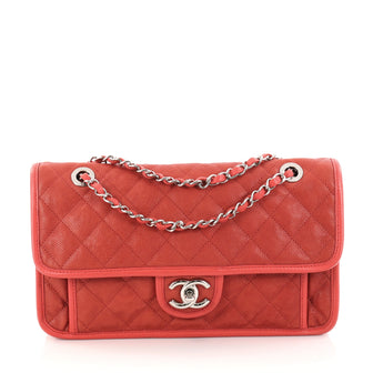 Chanel French Riviera Flap Bag Quilted Caviar Medium Red 2835009