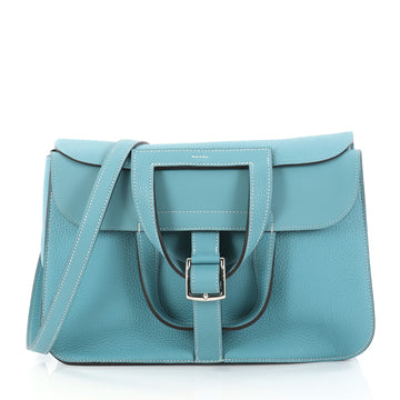 Hermes Halzan Handbag Clemence 31 Blue 2835012