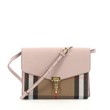 Burberry Macken Crossbody Bag Leather and House Check Canvas Small Pink 2835201