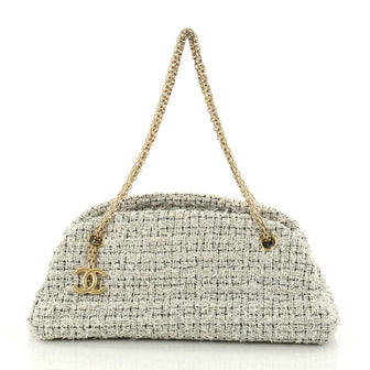 Chanel Just Mademoiselle Handbag Tweed Medium White 2835601