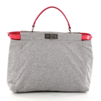 Fendi Peekaboo Handbag Jersey Regular Gray 2836101