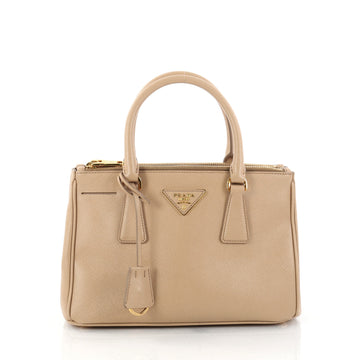 Prada Double Zip Lux Tote Saffiano Leather Mini Neutral 2837003