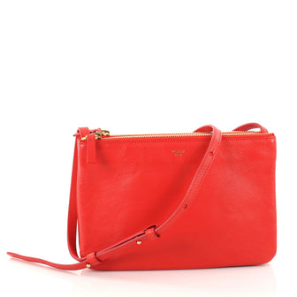 Celine Trio Crossbody Bag Leather Small Red 2837203