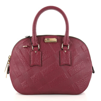 Burberry Orchard Bag Embossed Check Leather Small Purple 2837204