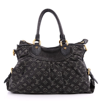 Louis Vuitton Neo Cabby Handbag Denim MM Black 2837304