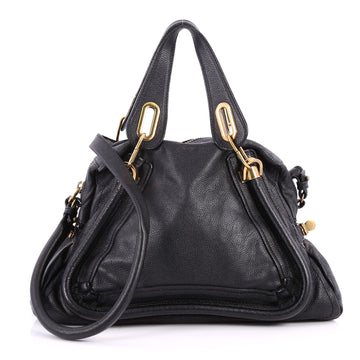 Chloe Paraty Top Handle Bag Leather Medium Black 2837403