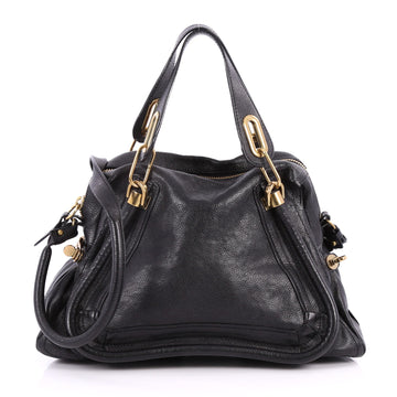 Chloe Paraty Top Handle Bag Leather Medium Black 2837404