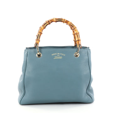 Gucci Bamboo Shopper Tote Leather Small Blue 2837604