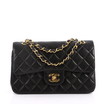 Chanel Vintage Classic Double Flap Bag Quilted Lambskin Medium Black 2837701