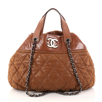 Chanel In The Mix Tote Quilted Iridescent Calfskin Large Brown 2837803