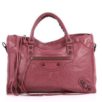 Balenciaga City Classic Studs Handbag Leather Medium Purple 2838104