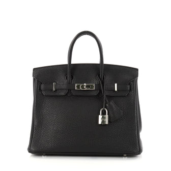 Hermes Birkin Handbag Black Togo with Palladium Hardware 25 Black 2839201