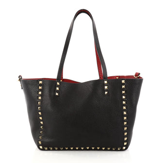 Valentino Rockstud Reversible Convertible Tote Leather Small Red 2841404