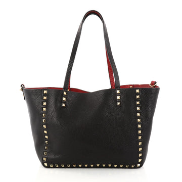 Valentino Rockstud Reversible Convertible Tote Leather Small Red 2841404