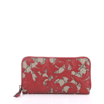 Gucci Zip Around Wallet Arabesque GG Coated Canvas Brown 2841502