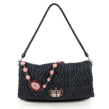 Miu Miu Crystal Clutch Matelasse Denim Large Blue 2842302