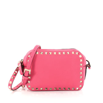 Valentino Rockstud Camera Crossbody Bag Leather Pink 2842602