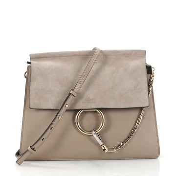 Chloe Faye Shoulder Bag Leather and Suede Medium Brown 2844802