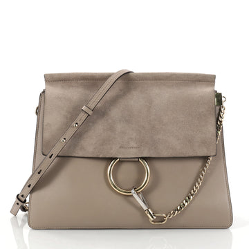 Chloe Faye Shoulder Bag Leather and Suede Medium Gray 2844803