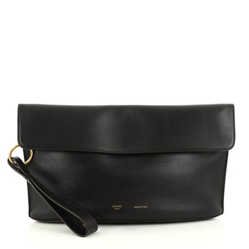 Celine Curved Evening Clutch Leather Black 2845902