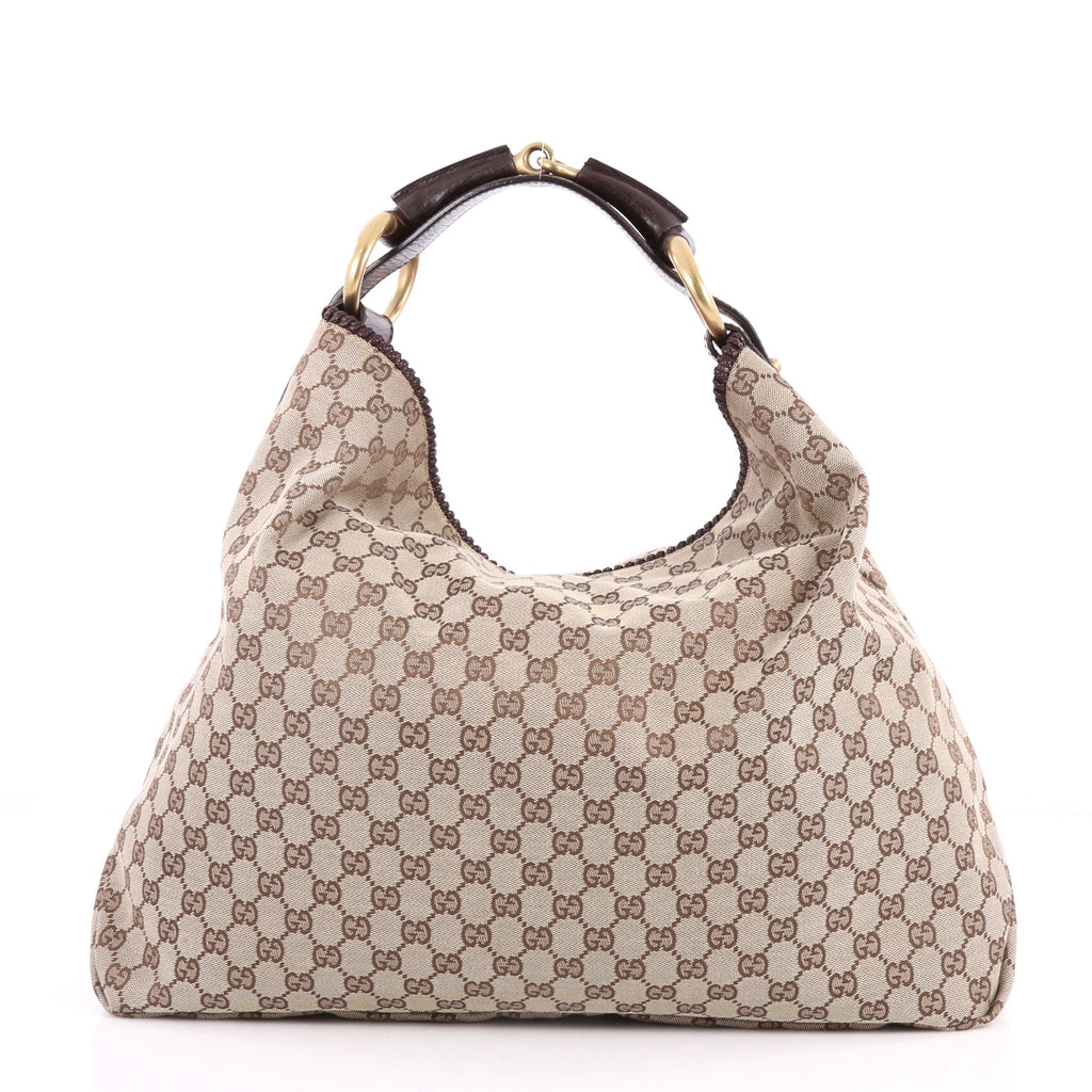 Buy Gucci Horsebit Hobo GG Canvas Large Brown 2846003