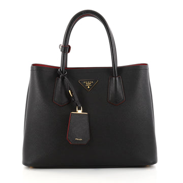 Prada Cuir Double Tote Saffiano Leather Small Black 2846004