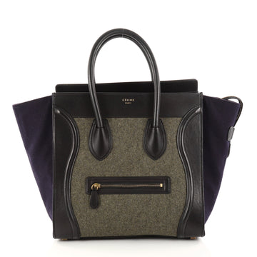 Celine Tricolor Luggage Handbag Felt Mini Black 2847601