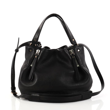 Burberry Maidstone Convertible Satchel Leather and House Check Canvas Small Black 2851202