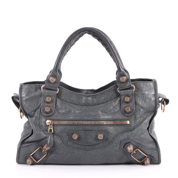 Balenciaga City Giant Studs Handbag Leather Medium Blue 2851401