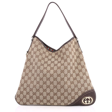 Gucci New Britt Hobo GG Canvas Medium Brown 2852002