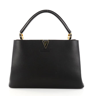 Louis Vuitton Capucines Handbag Leather MM Black 2853101