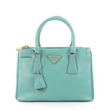 Prada Double Zip Lux Tote Saffiano Leather Small Blue 2854802