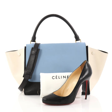 Celine Tricolor Trapeze Handbag Leather Medium Blue 2856101
