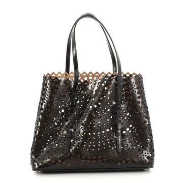 Alaia Open Tote Laser Cut Leather Medium Black 2856201